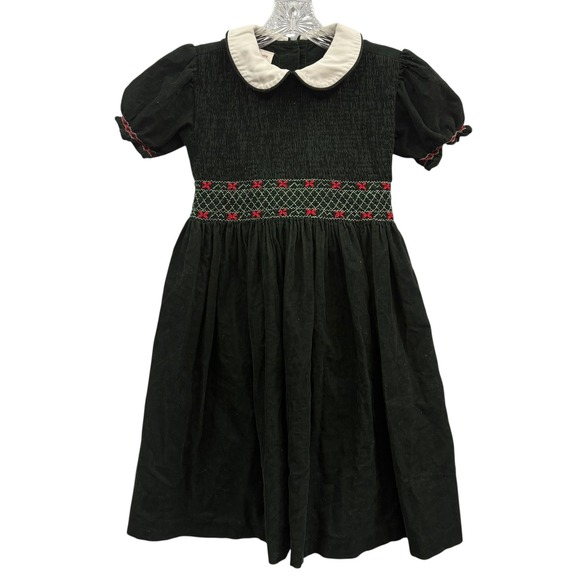 Laura‎ Ashley Vintage Girls Smocked Corduroy Dress Girls Party Holiday Dress 7 - Picture 1 of 10